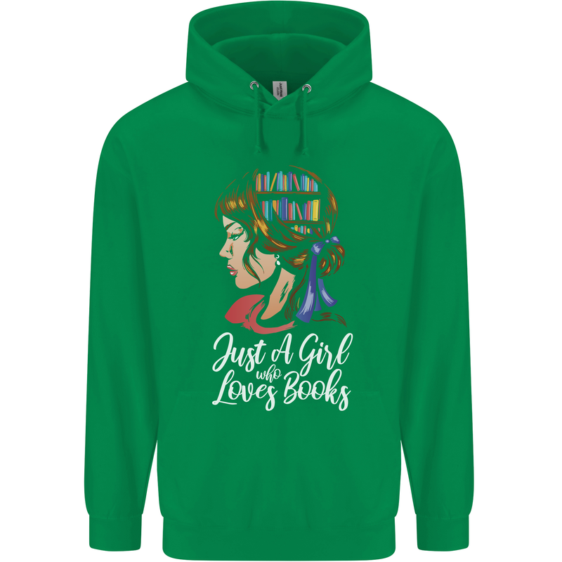 A Girl Who Loves Books Bookworm Reading Mens 80% Cotton Hoodie Irish Green