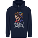 A Girl Who Loves Books Bookworm Reading Mens 80% Cotton Hoodie Navy Blue