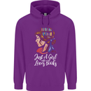 A Girl Who Loves Books Bookworm Reading Mens 80% Cotton Hoodie Purple