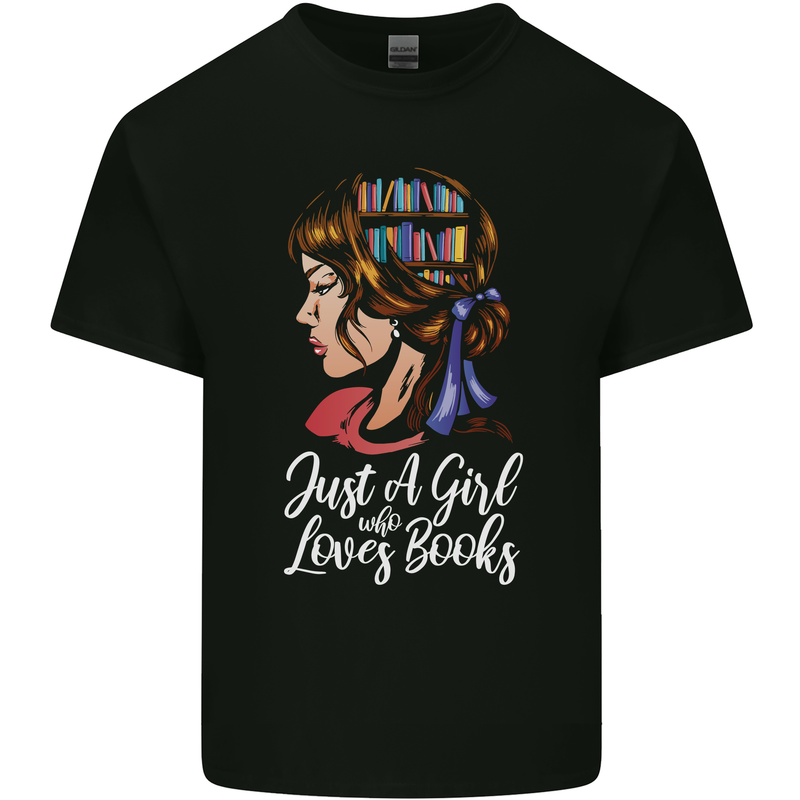 A Girl Who Loves Books Bookworm Reading Mens Cotton T-Shirt Tee Top Black