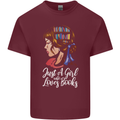 A Girl Who Loves Books Bookworm Reading Mens Cotton T-Shirt Tee Top Maroon