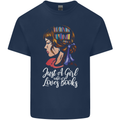 A Girl Who Loves Books Bookworm Reading Mens Cotton T-Shirt Tee Top Navy Blue