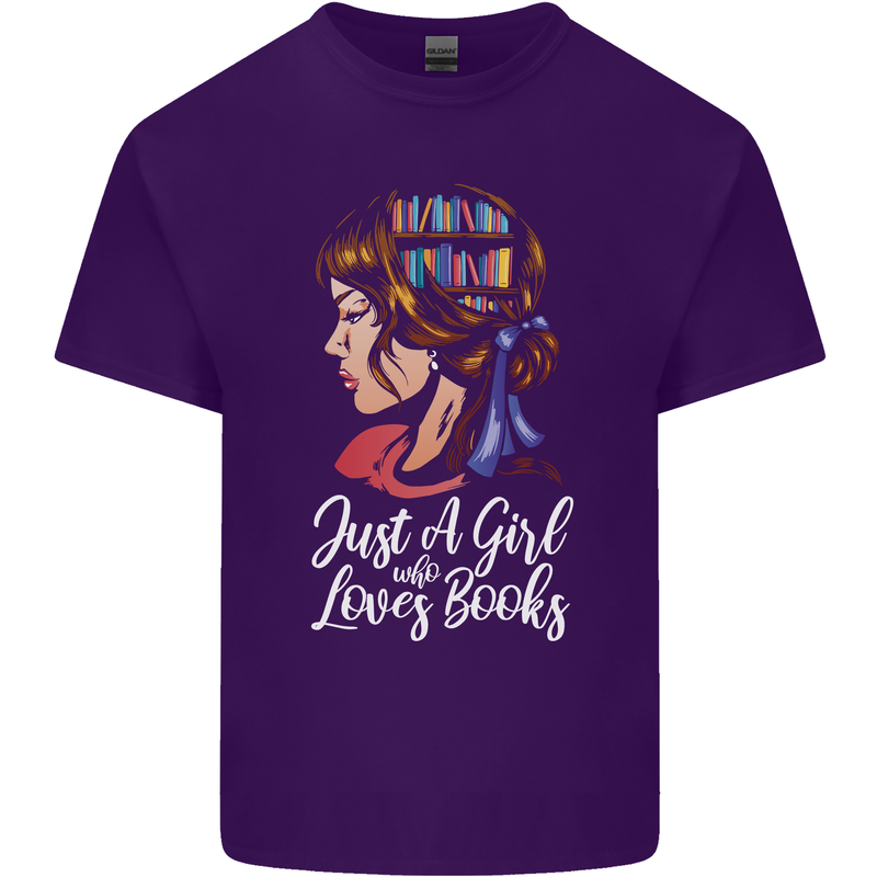 A Girl Who Loves Books Bookworm Reading Mens Cotton T-Shirt Tee Top Purple