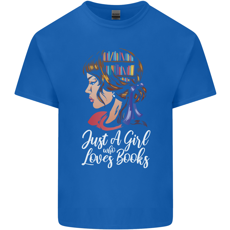 A Girl Who Loves Books Bookworm Reading Mens Cotton T-Shirt Tee Top Royal Blue