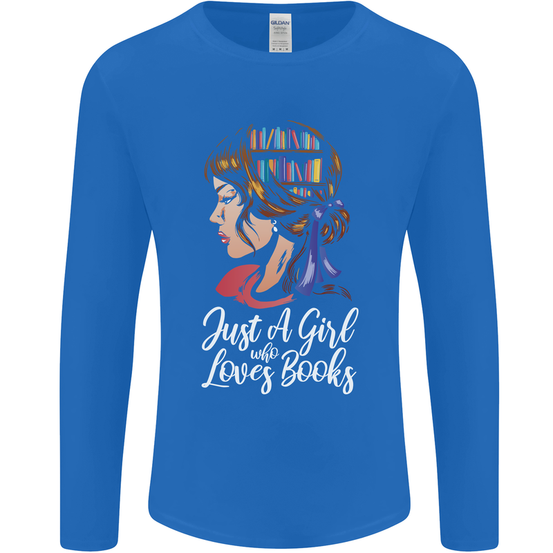 A Girl Who Loves Books Bookworm Reading Mens Long Sleeve T-Shirt Royal Blue