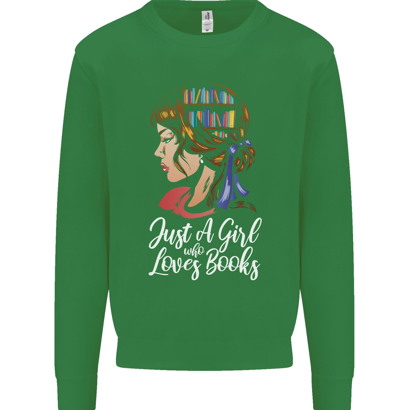 A Girl Who Loves Books Bookworm Reading Mens Sweatshirt Jumper Irish Green