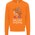 A Girl Who Loves Books Bookworm Reading Mens Sweatshirt Jumper Orange