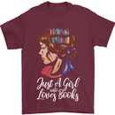 A Girl Who Loves Books Bookworm Reading Mens T-Shirt 100% Cotton Maroon