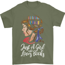 A Girl Who Loves Books Bookworm Reading Mens T-Shirt 100% Cotton Military Green