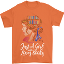 A Girl Who Loves Books Bookworm Reading Mens T-Shirt 100% Cotton Orange