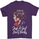 A Girl Who Loves Books Bookworm Reading Mens T-Shirt 100% Cotton Purple