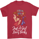 A Girl Who Loves Books Bookworm Reading Mens T-Shirt 100% Cotton Red