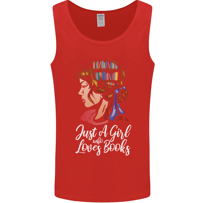 A Girl Who Loves Books Bookworm Reading Mens Vest Tank Top Red