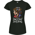 A Girl Who Loves Books Bookworm Reading Womens Petite Cut T-Shirt Black