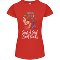 A Girl Who Loves Books Bookworm Reading Womens Petite Cut T-Shirt Red
