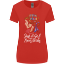 A Girl Who Loves Books Bookworm Reading Womens Wider Cut T-Shirt Red