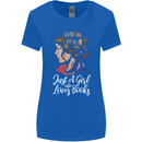 A Girl Who Loves Books Bookworm Reading Womens Wider Cut T-Shirt Royal Blue