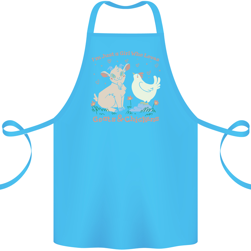 A Girl Who Loves Goats Chickens Farmer Cotton Apron 100% Organic Turquoise