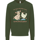 A Girl Who Loves Goats Chickens Farmer Kids Sweatshirt Jumper Forest Green