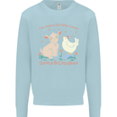 A Girl Who Loves Goats Chickens Farmer Kids Sweatshirt Jumper Light Blue