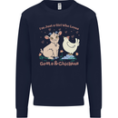 A Girl Who Loves Goats Chickens Farmer Kids Sweatshirt Jumper Navy Blue
