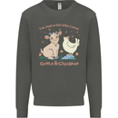 A Girl Who Loves Goats Chickens Farmer Kids Sweatshirt Jumper Storm Grey