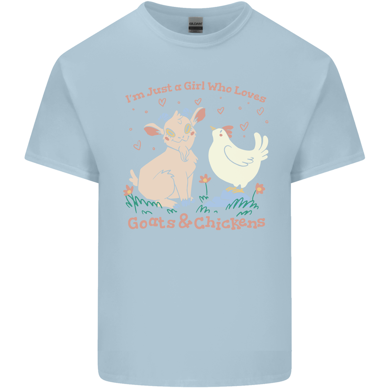 A Girl Who Loves Goats Chickens Farmer Kids T-Shirt Childrens Light Blue