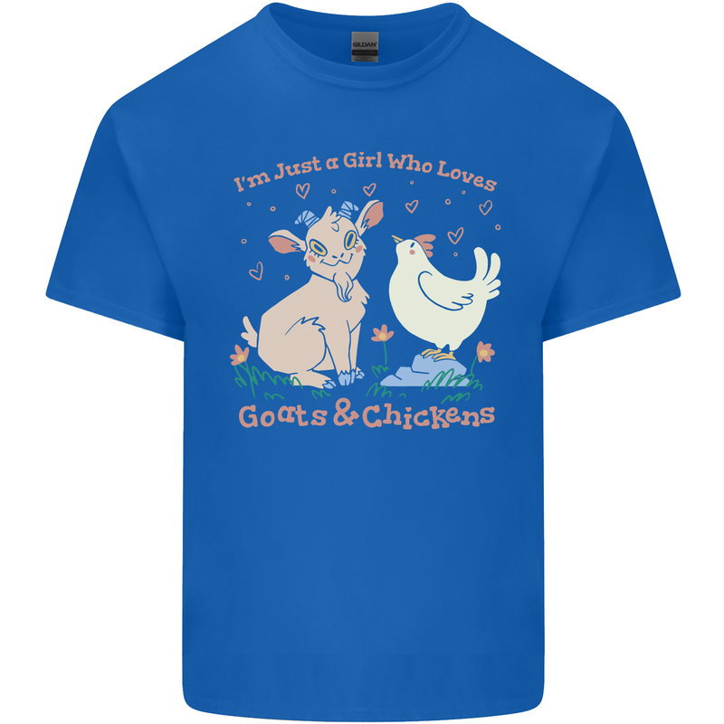 A Girl Who Loves Goats Chickens Farmer Kids T-Shirt Childrens Royal Blue