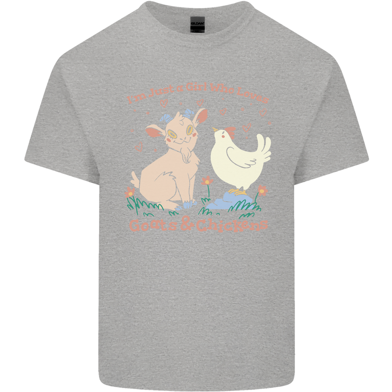 A Girl Who Loves Goats Chickens Farmer Kids T-Shirt Childrens Sports Grey