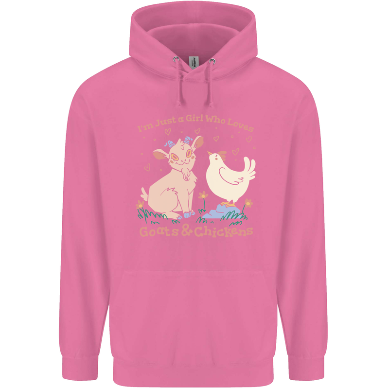 A Girl Who Loves Goats Chickens Farmer Mens 80% Cotton Hoodie Azelea