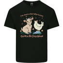 A Girl Who Loves Goats Chickens Farmer Mens Cotton T-Shirt Tee Top Black
