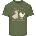 A Girl Who Loves Goats Chickens Farmer Mens Cotton T-Shirt Tee Top Military Green