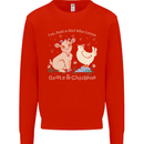A Girl Who Loves Goats Chickens Farmer Mens Sweatshirt Jumper Bright Red