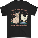 A Girl Who Loves Goats Chickens Farmer Mens T-Shirt 100% Cotton Black