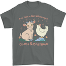 A Girl Who Loves Goats Chickens Farmer Mens T-Shirt 100% Cotton Charcoal