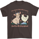 A Girl Who Loves Goats Chickens Farmer Mens T-Shirt 100% Cotton Dark Chocolate