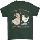 A Girl Who Loves Goats Chickens Farmer Mens T-Shirt 100% Cotton Forest Green