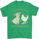 A Girl Who Loves Goats Chickens Farmer Mens T-Shirt 100% Cotton Irish Green