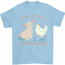 A Girl Who Loves Goats Chickens Farmer Mens T-Shirt 100% Cotton Light Blue