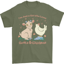 A Girl Who Loves Goats Chickens Farmer Mens T-Shirt 100% Cotton Military Green