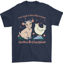 A Girl Who Loves Goats Chickens Farmer Mens T-Shirt 100% Cotton Navy Blue