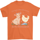 A Girl Who Loves Goats Chickens Farmer Mens T-Shirt 100% Cotton Orange