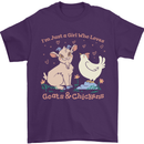 A Girl Who Loves Goats Chickens Farmer Mens T-Shirt 100% Cotton Purple