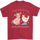 A Girl Who Loves Goats Chickens Farmer Mens T-Shirt 100% Cotton Red