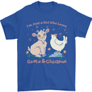 A Girl Who Loves Goats Chickens Farmer Mens T-Shirt 100% Cotton Royal Blue