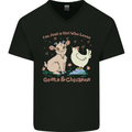 A Girl Who Loves Goats Chickens Farmer Mens V-Neck Cotton T-Shirt Black