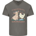 A Girl Who Loves Goats Chickens Farmer Mens V-Neck Cotton T-Shirt Charcoal
