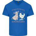 A Girl Who Loves Goats Chickens Farmer Mens V-Neck Cotton T-Shirt Royal Blue