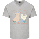 A Girl Who Loves Goats Chickens Farmer Mens V-Neck Cotton T-Shirt Sports Grey