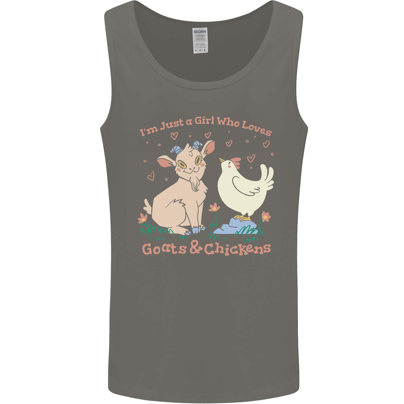 A Girl Who Loves Goats Chickens Farmer Mens Vest Tank Top Charcoal